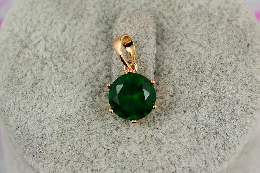 Кулон Xuping Jewelry с зеленым камнем 9 мм Золотистый