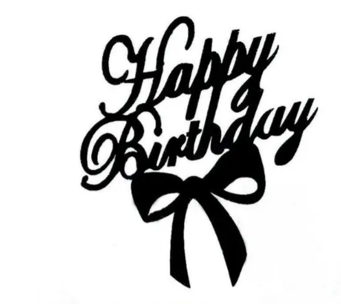 Топер Happy Birthday для торта 11x13 см Черный (0018/8)
