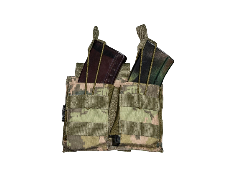 Подсумок КІРАСА 222 двойной под рожки кордура ММ-14 Пиксель (1638424432)