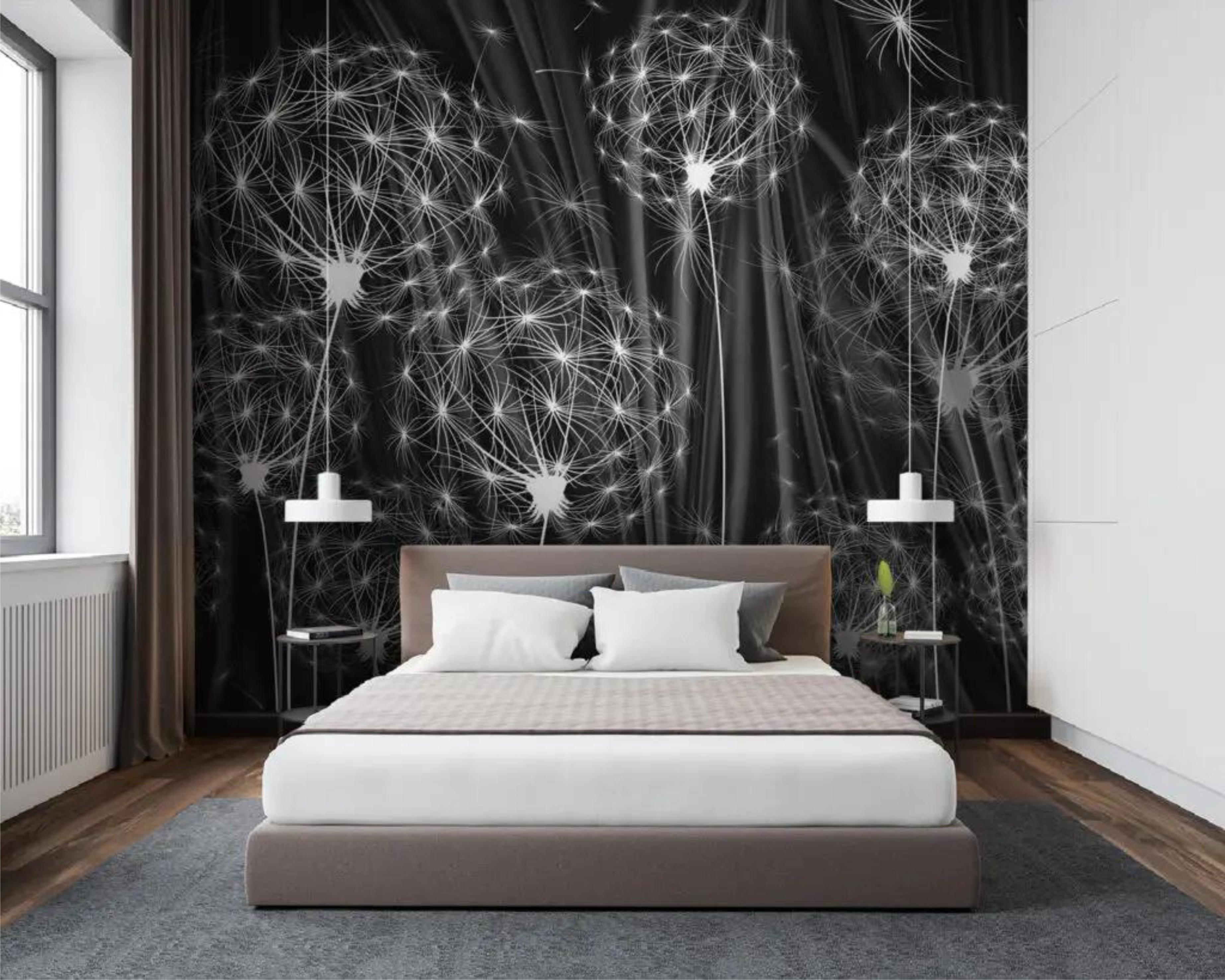 Фотообои Одуванчики Черный (000228)