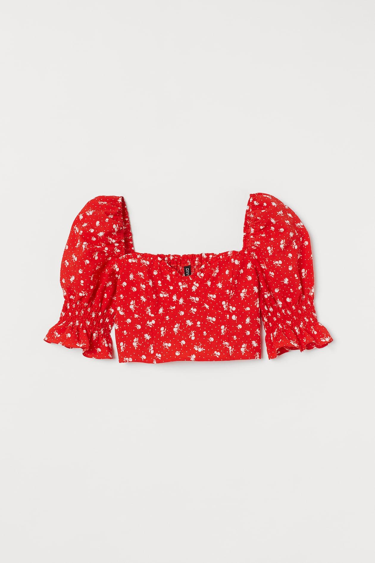 Топ женский H&M 948091П принт р. 32 Красный (9469079470851)