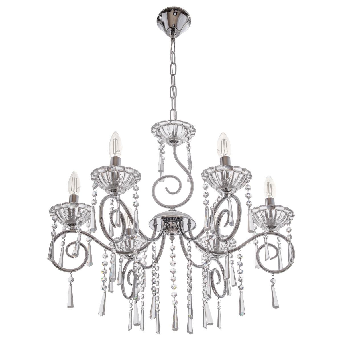 Люстра свеча подвесная хрустальная классическая Brille BCL-711S/6 E14 CH
