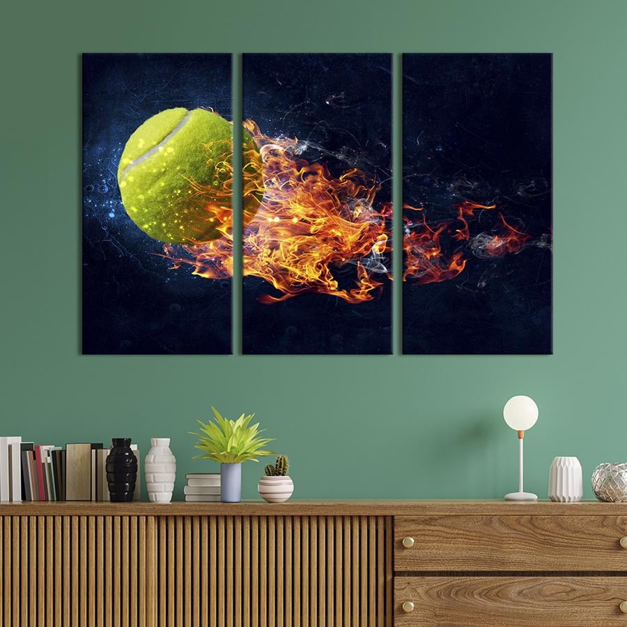 Модульная картина триптих Мяч для тенниса 156x100 см (494-31)
