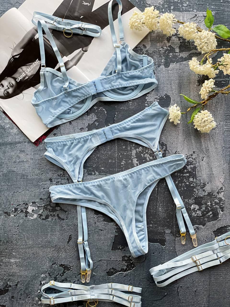 Нижнее белье DO2110 с чокером L Голубой - фото 10 Нижнее белье DO2110 с чокером L Голубой - фото 10