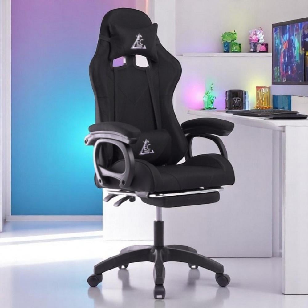 Геймерское кресло с массажной подушкой/подножкой и тканевой обивкой Snake Premium Черный (17431)