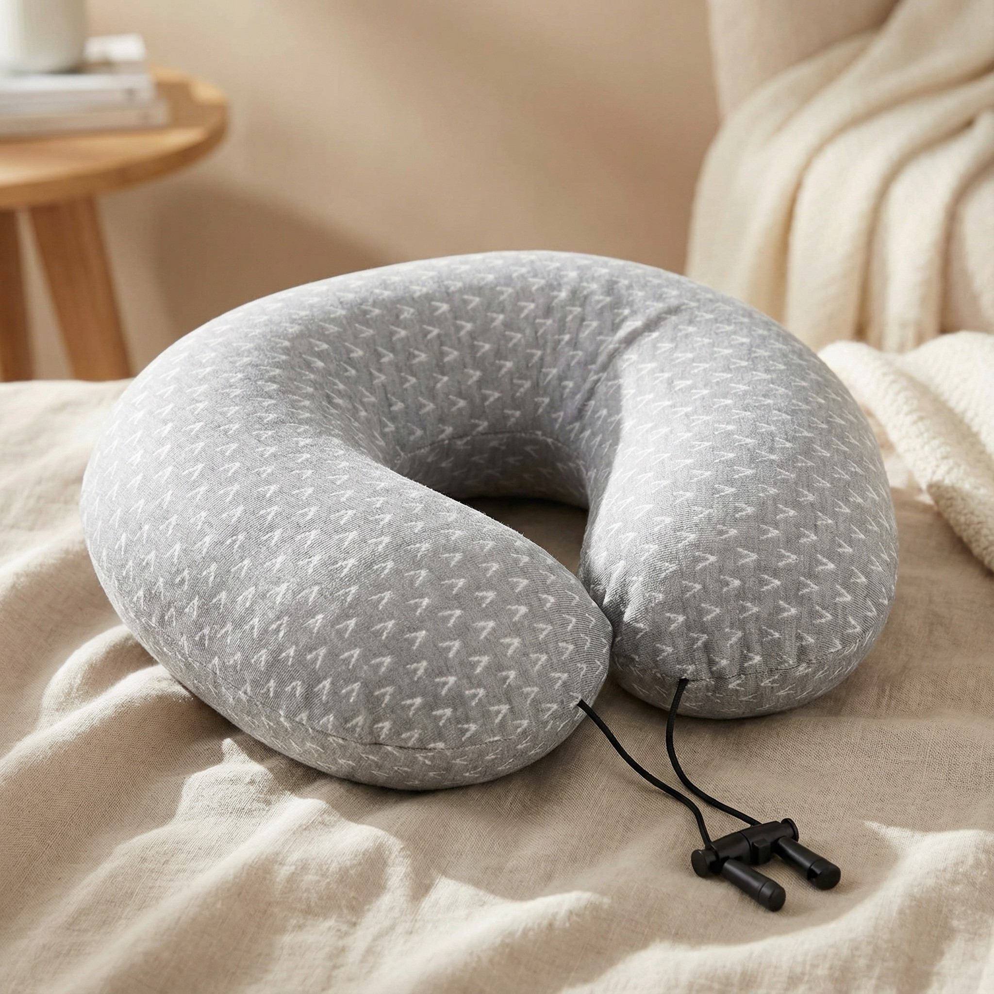 Подушка ортопедическая для шеи в путешествии с эффектом памяти Ardesto Sleepwell Travel форма бумеранг пена AirCell 34х29х10 см Серый (ART3429NEP)