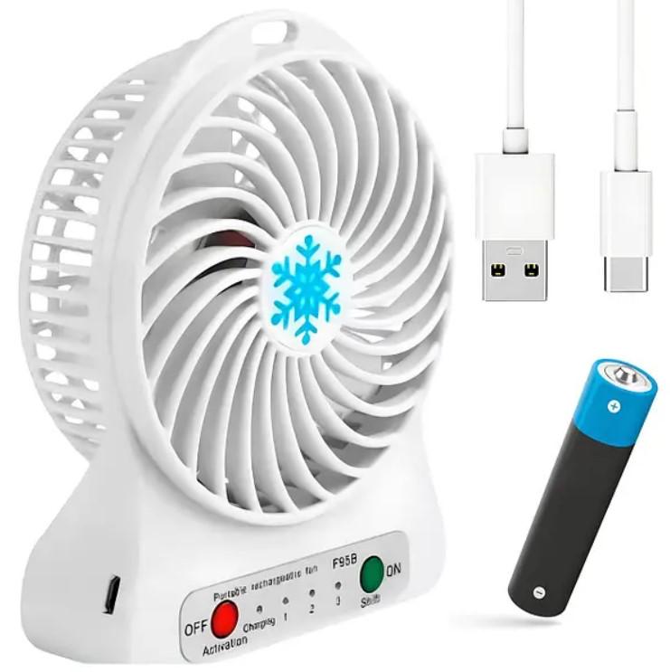 Вентилятор настільний Mini Fan USB на акумуляторі 14х10х4 см Білий (MX-3288-11318B) - фото 2 Вентилятор настільний Mini Fan USB на акумуляторі 14х10х4 см Білий (MX-3288-11318B) - фото 2