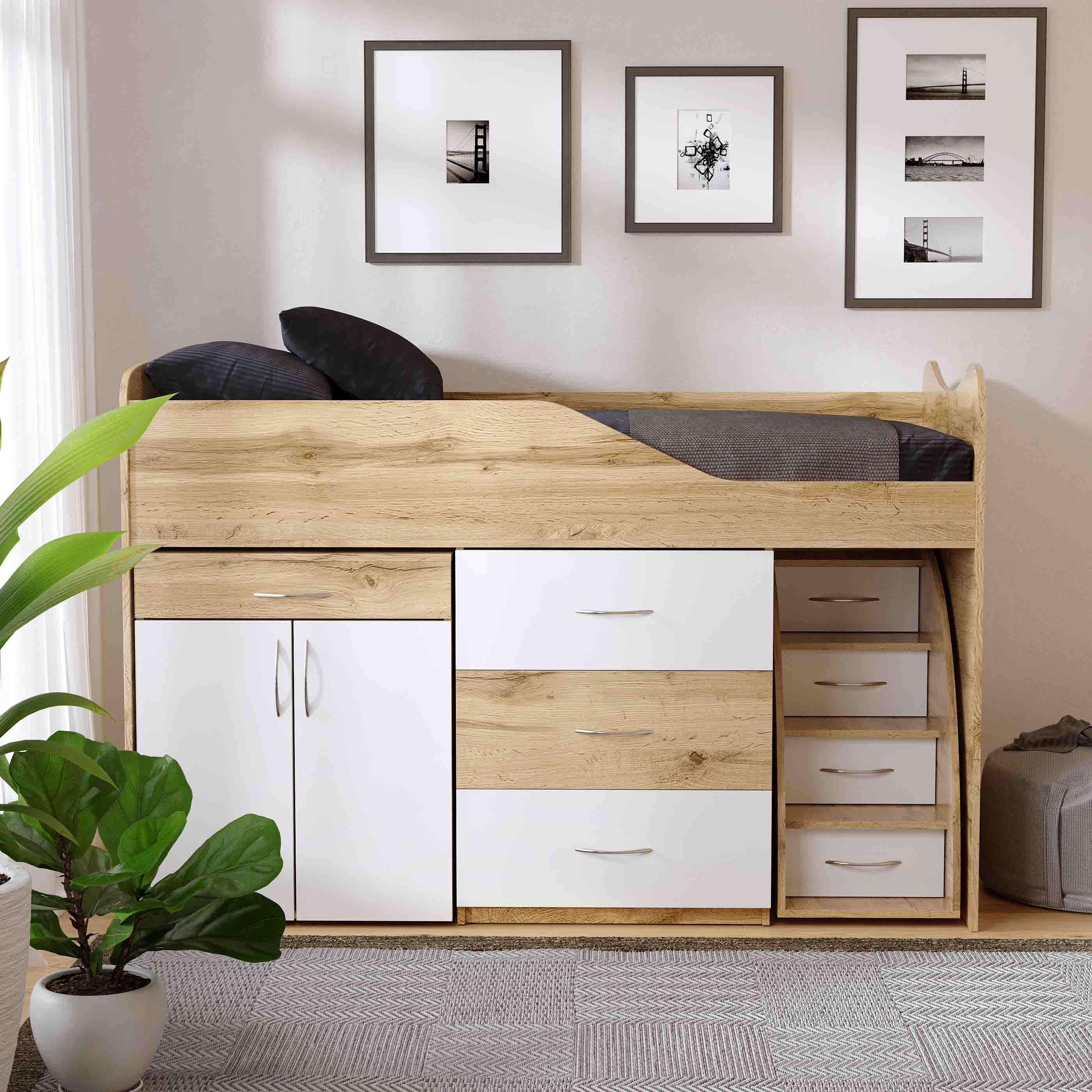 Комплект для детской BED-ROOM 5 кровать с комодом и письменный стол 1840x860x1200 мм Дуб Тахо/Белый
