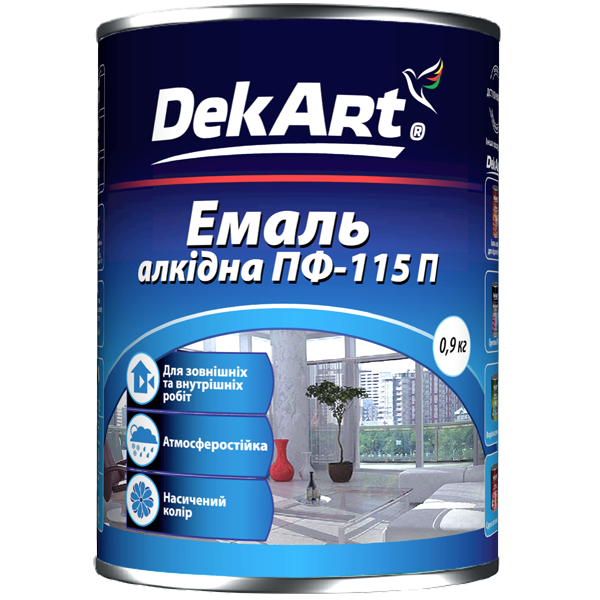 Эмаль алкидная DekArt ПФ-115 0,9 кг Серый