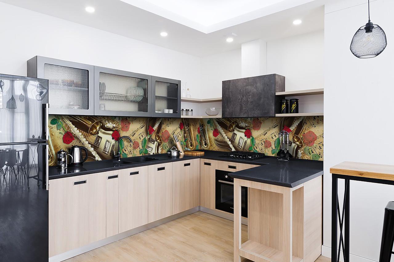 Кухонный фартук Музыка из самоклеющейся виниловой пленки 60х300 см Бежевый