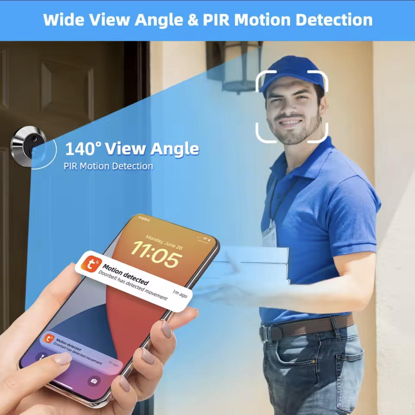 Відеоглазок-відеодзвінок Wi-Fi Tuya RH-PD10 з функцією відеодомофона (Key-000130) - фото 5 Відеоглазок-відеодзвінок Wi-Fi Tuya RH-PD10 з функцією відеодомофона (Key-000130) - фото 5