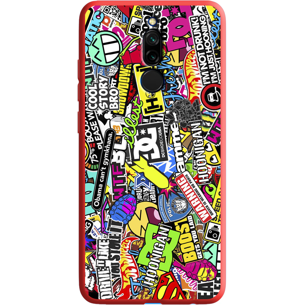 Чехол Boxface Xiaomi Redmi 8 Multicolored Inscriptions Красный силикон (38411-up880-38680)