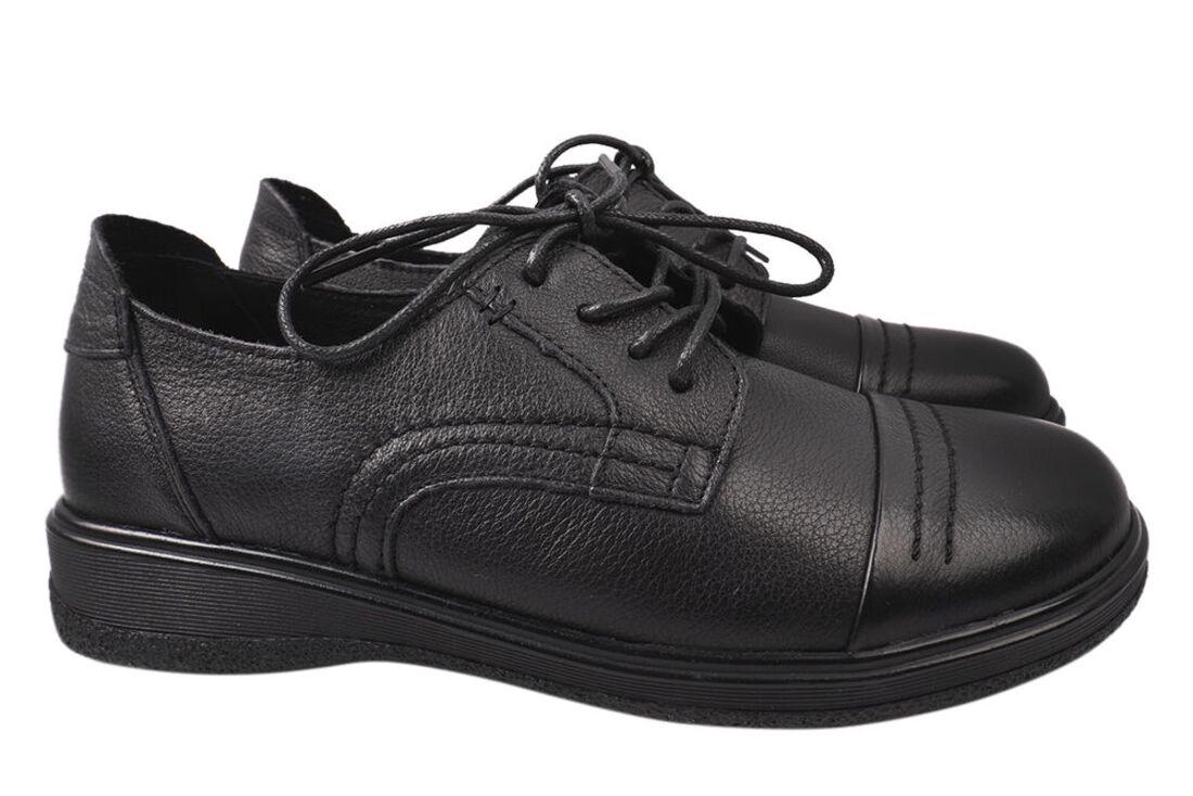 Туфли женские Farinni из кожи на низком ходу на шнуровке р. 39 Черный (167-21DTC)