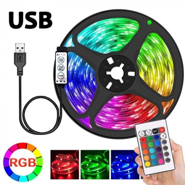 Лента светодиодная LED RGB 5050 с Bluetooth приложением водостойкая от USB 5 м - фото 2