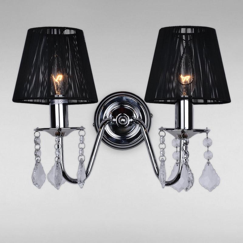 Настенный светильник с абажуром LS-18125WH-2 Черный хром/Черный