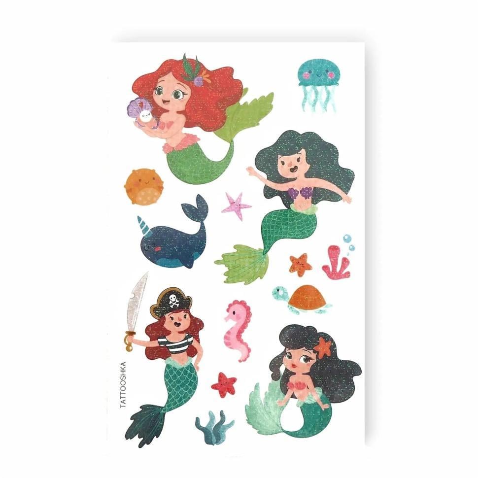 Набір тату тимчасових Русалочки з блискітками (WS-E046)