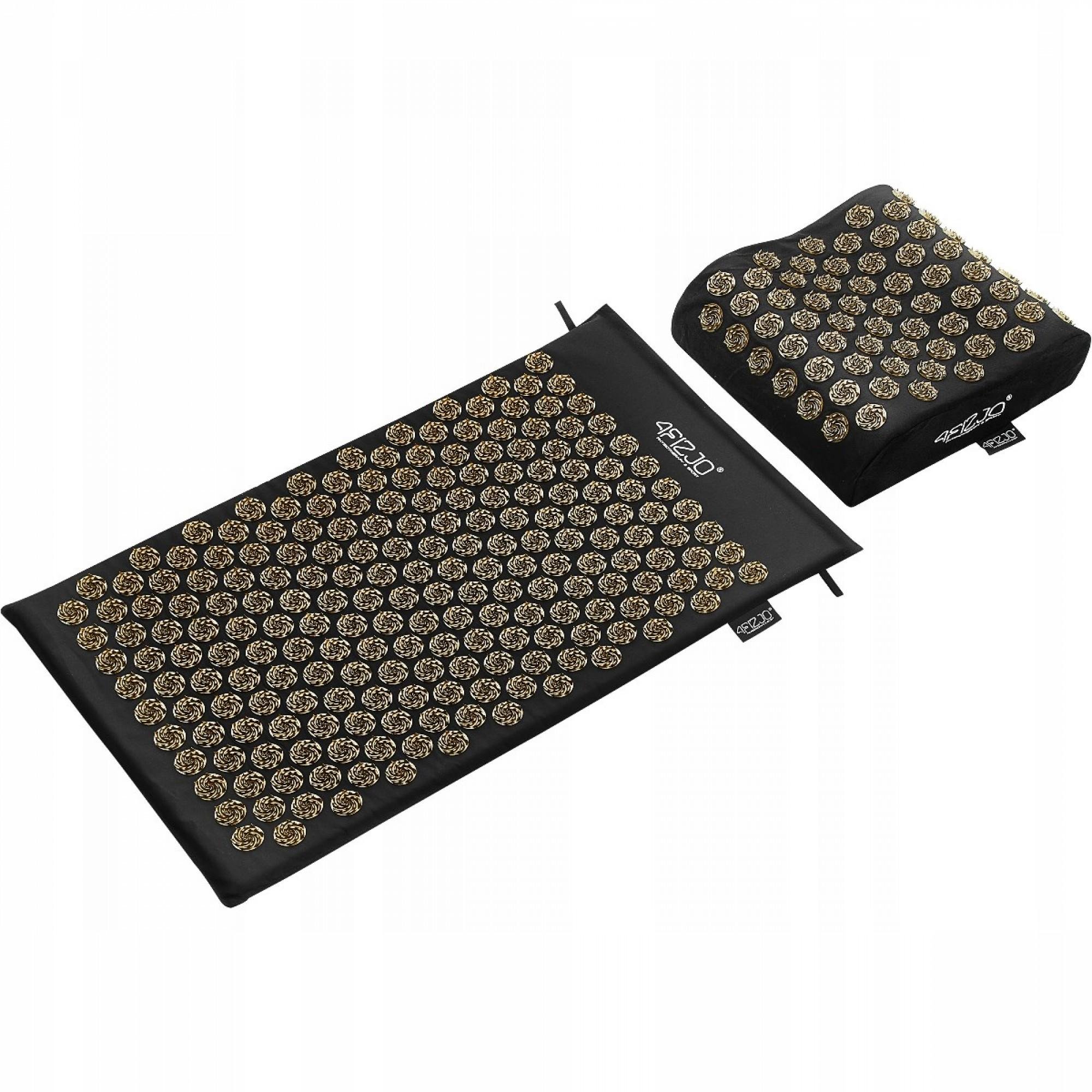 Килимок акупунктурний з подушкою 4fizjo Ergo Mat Black/Gold (P-5907739313881)