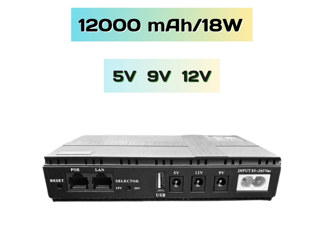 Источник бесперебойного питания для роутера 5V/9V/12V/UPS DC1018P 12000мАч/18W (21725073) - фото 2