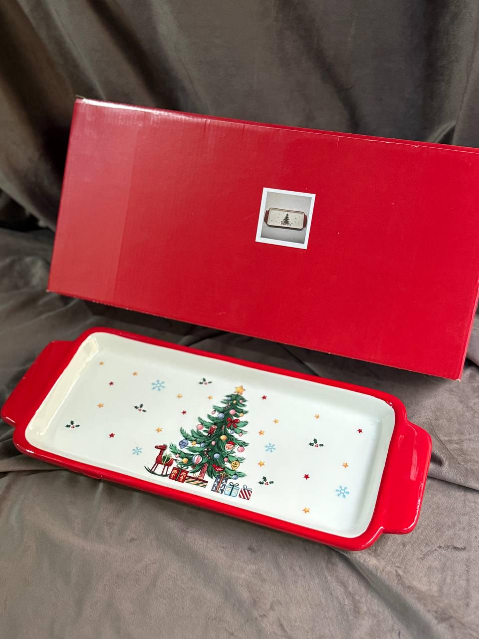 Блюдо сервірувальне новорічне YIWU New Year порцелянове 39х15х2 см (CR-1-1) - фото 4
