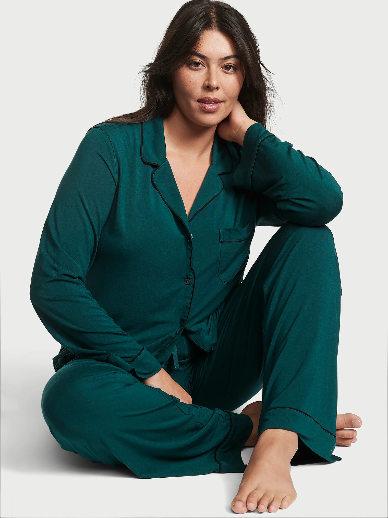 Піжама жіноча Victoria's Secret Modal Long Pajama Set S Зелений (17539636)
