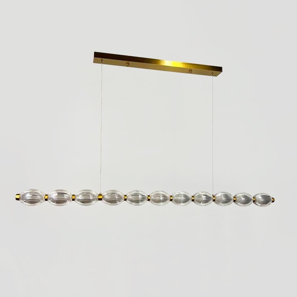 Люстра LED с прозрачными рельефными шариками в удлиненном корпусе 120 см Латунь (MJ343-1200L AB)