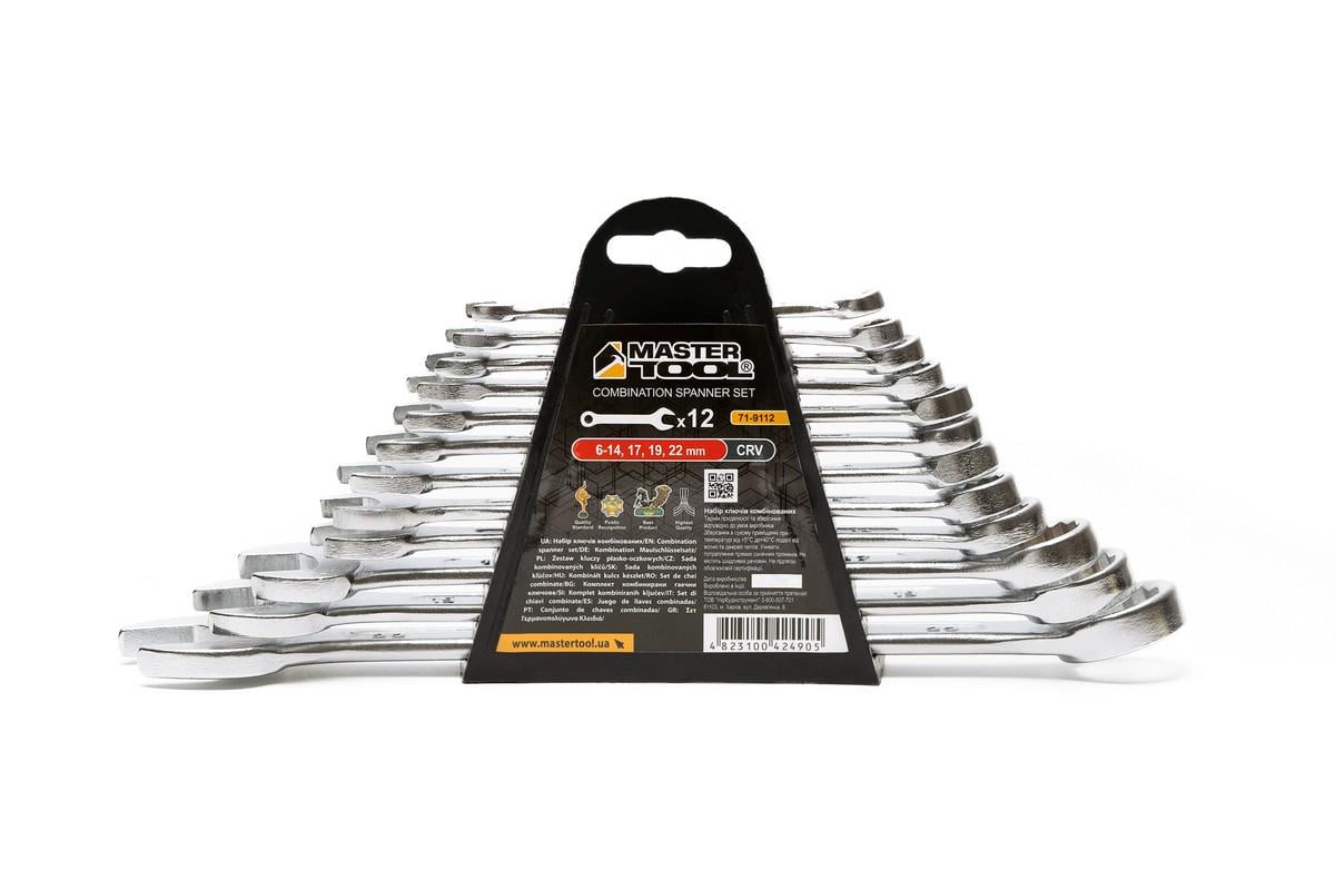 Набір комбінованих ключів MasterTool MATT FINISH 12 шт. CrV (71-9112) Набір комбінованих ключів MasterTool MATT FINISH 12 шт. CrV (71-9112)