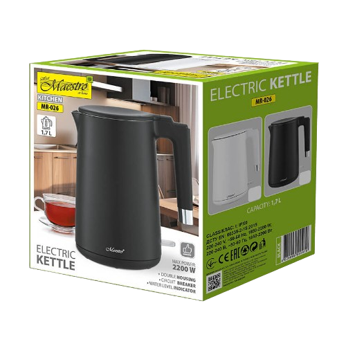 Електрочайник Maestro MR-026-BLACK метал 1,7 л 1800W (2186411301) - фото 2 Електрочайник Maestro MR-026-BLACK метал 1,7 л 1800W (2186411301) - фото 2