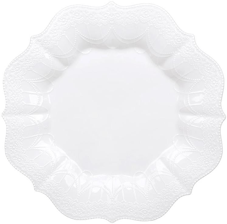 Набор фарфоровых обеденных тарелок Fleur Blanche Ø 28 см с объемным орнаментом 2 шт.