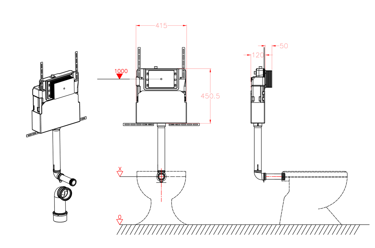 Бачок установочный для напольного унитаза KOER KT-0405 без панели смыва 420x120x750 мм (KR5314) - фото 5 Бачок установочный для напольного унитаза KOER KT-0405 без панели смыва 420x120x750 мм (KR5314) - фото 5