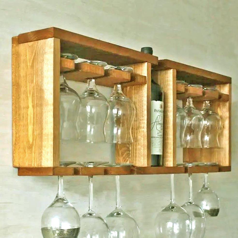 Полка для вина настенная из дерева Шимадо Сиена (ПНК-015705)