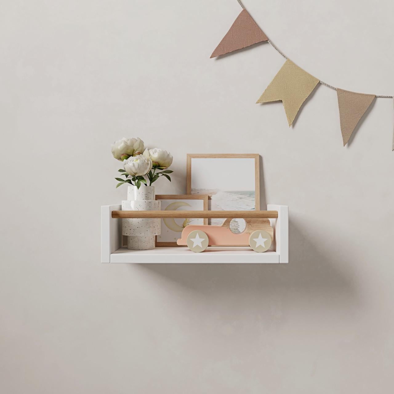 Полка настенная DNP-1 для книг детская с нагелем 318х150х100 мм Белый/Дерево (22100602)