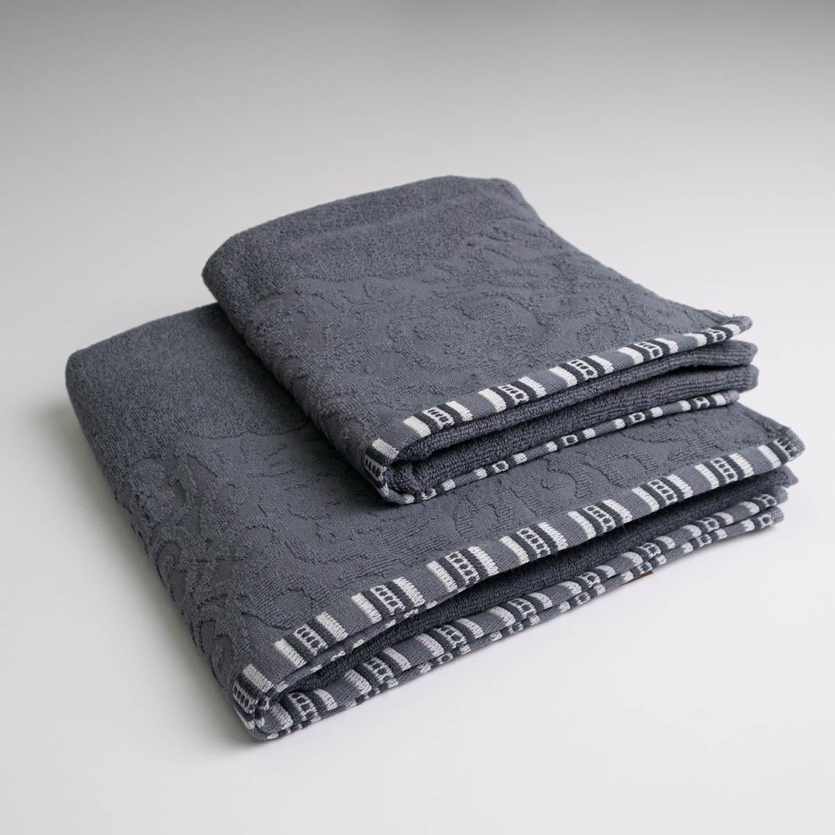 Набор махровых полотенец GM Textile с орнаментом 400 г/м2 50х90/70х140 см 2 шт. Серый (rmo400-k3-grey)