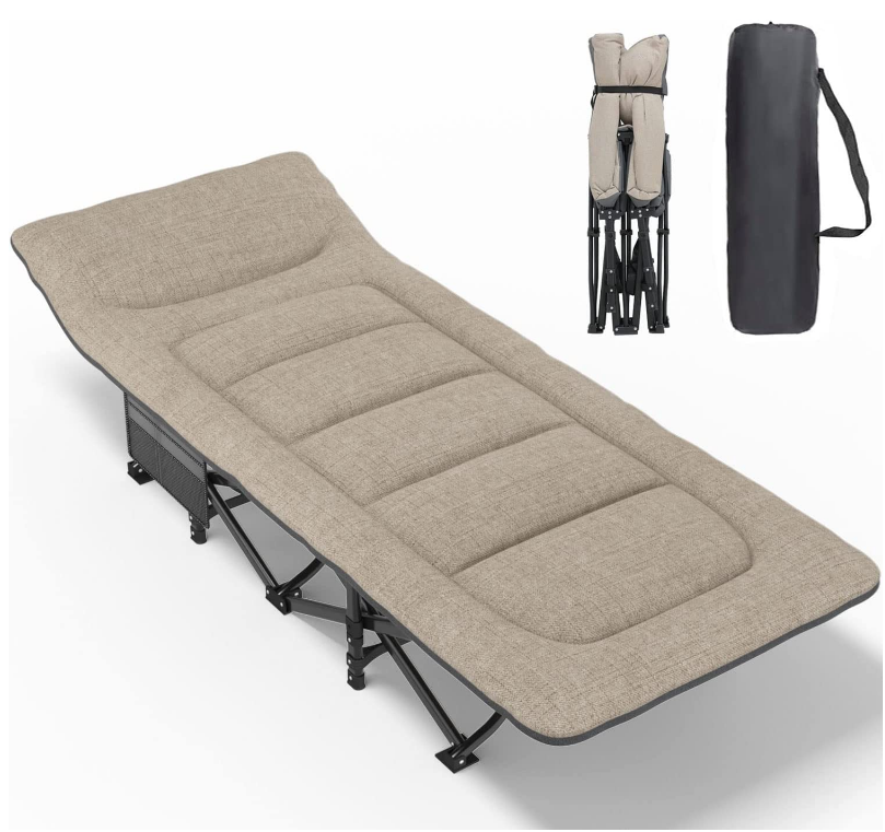 Шезлонг раскладной WCG CC-S07 с матрасом и подушкой Черно-серый (CC-S071) - фото 2