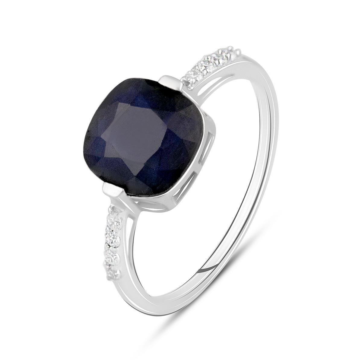 Кольцо серебряное Tiva с натуральным сапфиром и фианитами 4,19 ct 2,31 г р. 18 (2120100)