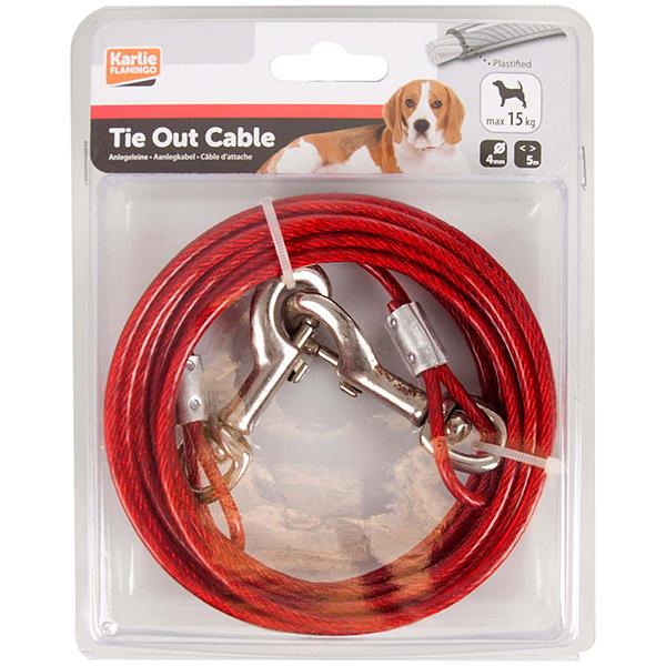 Поводок для собак Flamingo Tie Out Cable 15 кг металлический трос в пластиковой оплетке