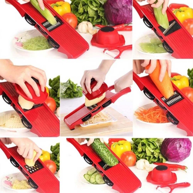 Овощерезка Mandoline Slicer 10в1 Красный (70842) - фото 7 Овощерезка Mandoline Slicer 10в1 Красный (70842) - фото 7