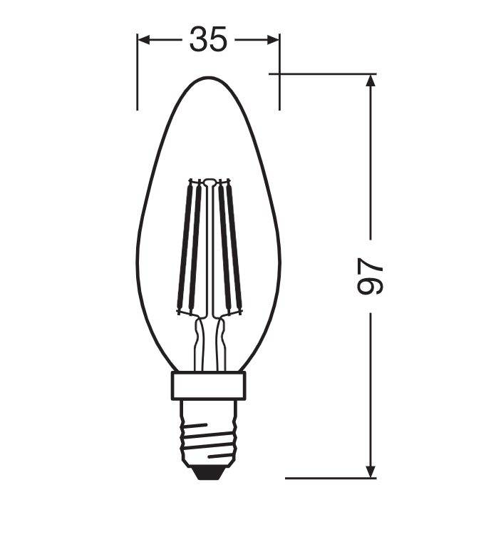 Лампа філаментна Osram led свічка 4,8 W 470 lm 2700K 300° Теплий білий (4058075437043) - фото 2