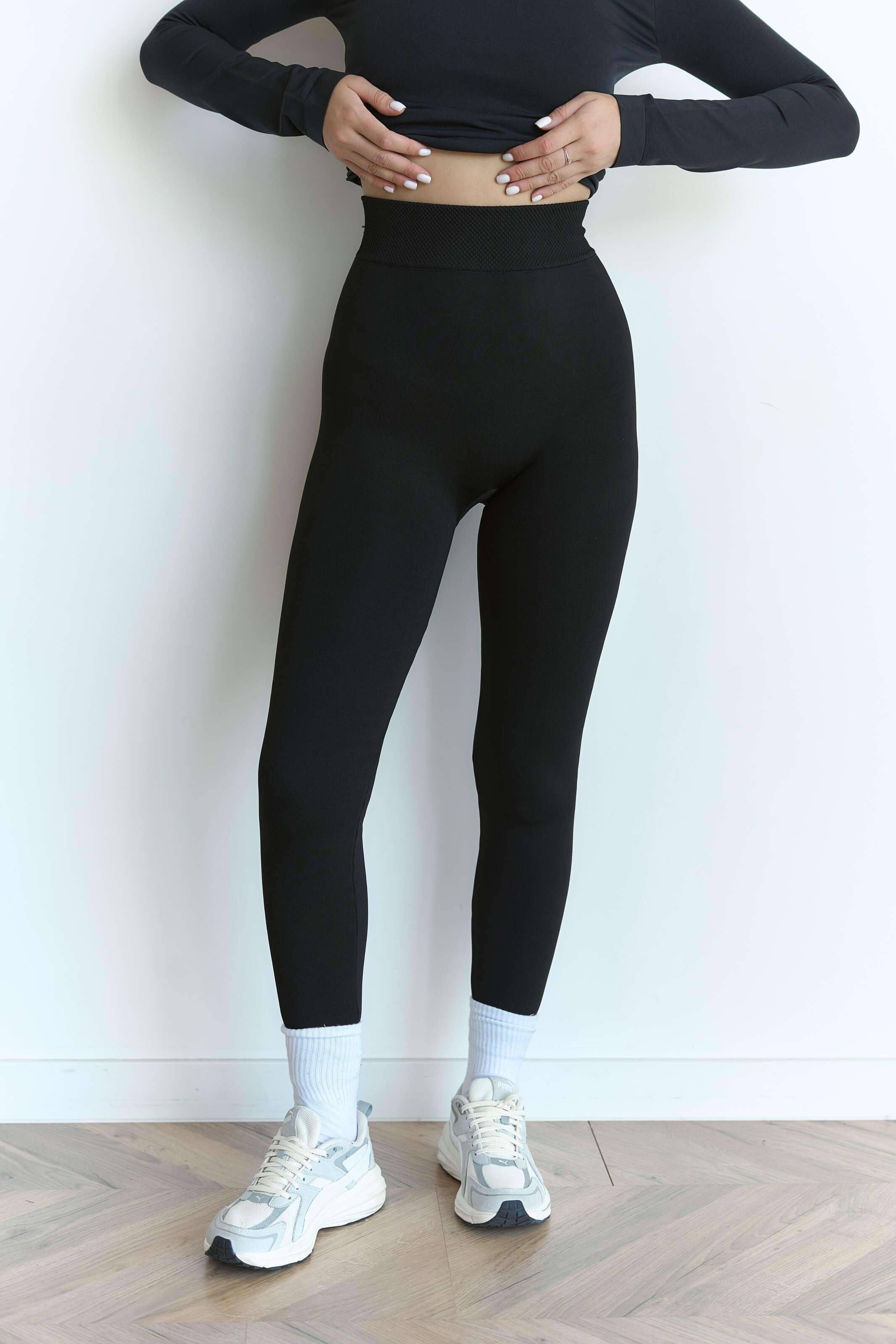 Легинсы бесшовные на меху S/M Черный (901011)