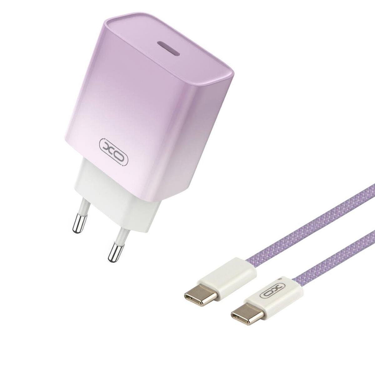 Зарядное устройство Xo CE18 Type-C PD/QC 30W и кабелем Type-C to Type-C Фиолетовый (1010840-Violet) Зарядное устройство Xo CE18 Type-C PD/QC 30W и кабелем Type-C to Type-C Фиолетовый (1010840-Violet)