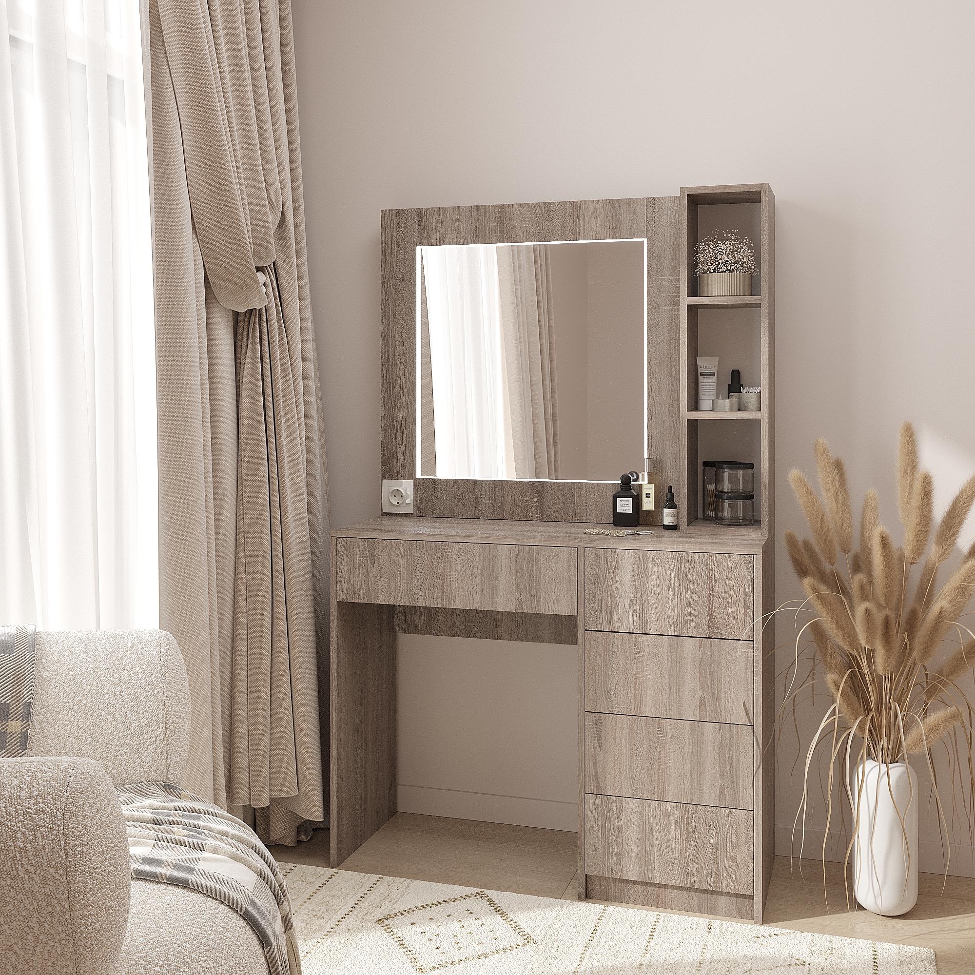 Туалетный столик с LED подсветкой ТЗ-LED 1600х1000х380 мм Дуб сонома трюфель (28555898) Туалетный столик с LED подсветкой ТЗ-LED 1600х1000х380 мм Дуб сонома трюфель (28555898)