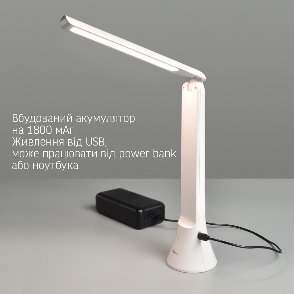 Лампа настольная аккумуляторная светодиодная Videx 5 Вт 100Lm 1800 mAh USB BERLIN Белый (VLE-TF11W) - фото 8 Лампа настольная аккумуляторная светодиодная Videx 5 Вт 100Lm 1800 mAh USB BERLIN Белый (VLE-TF11W) - фото 8