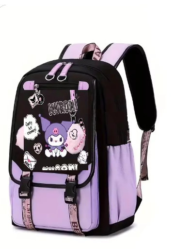 Шкільний рюкзак для дівчинки KUROMI з помпоном та USB кабелем в японському стилі (2696976903)