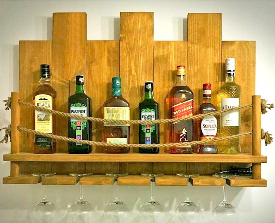 Полка для вина настенная из дерева Тумина Карри (ПНК-009103)