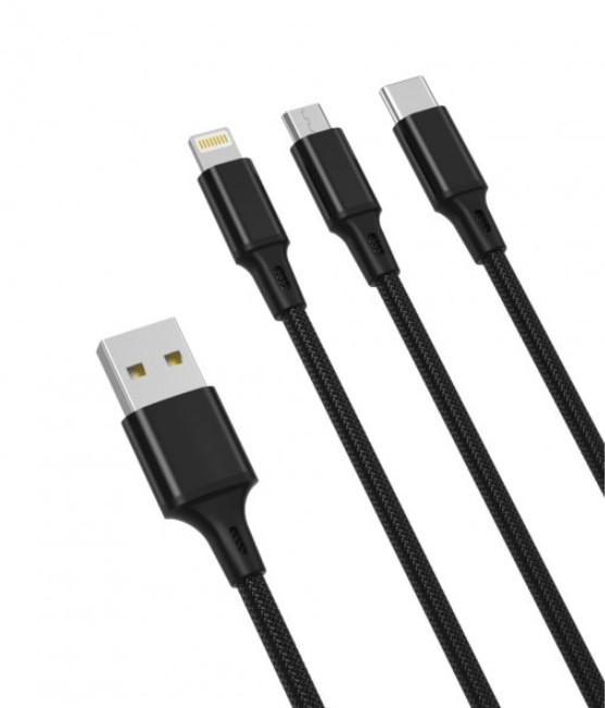 Кабель USB XO 3in1 iPhone/Micro/Type C NB173 1,2 м