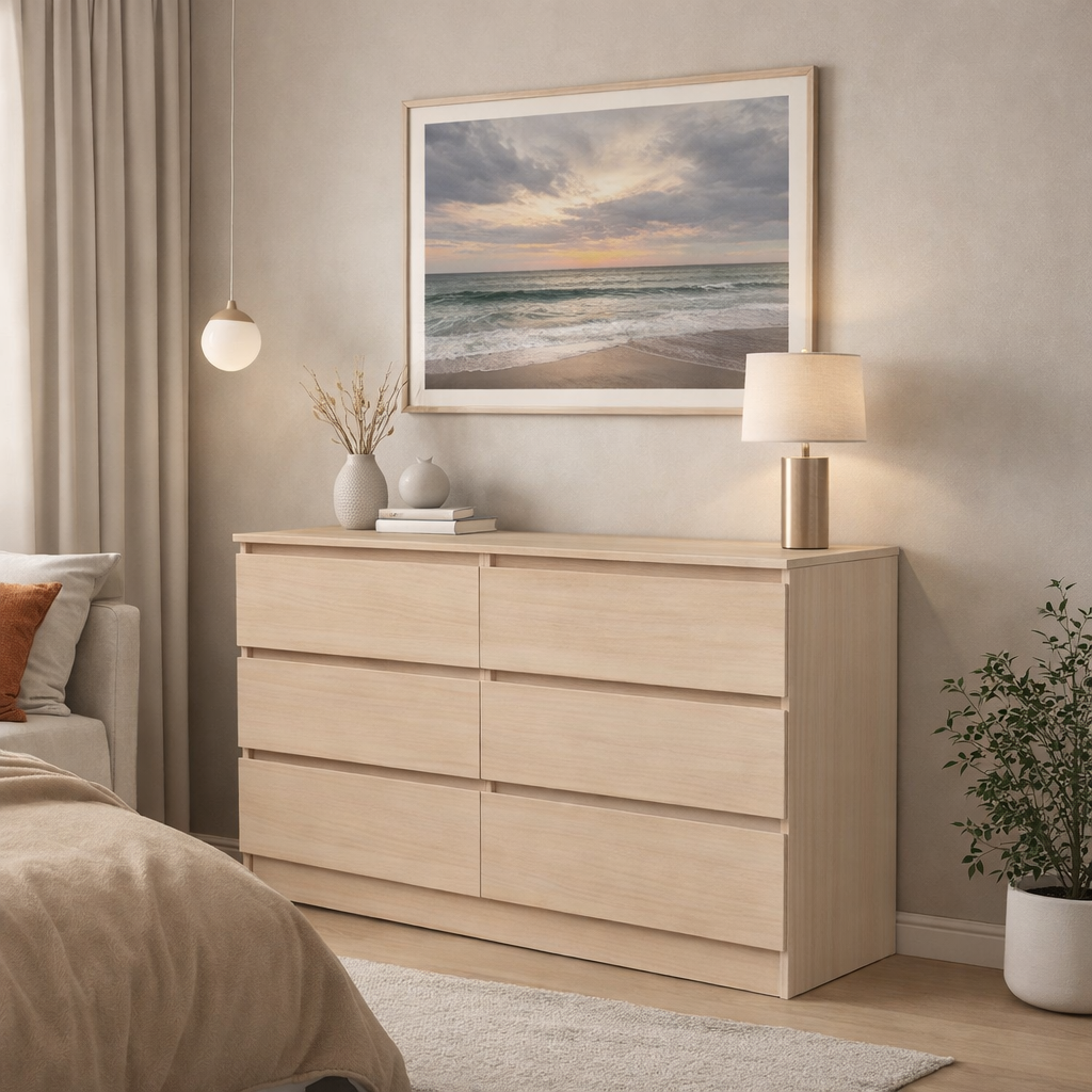 Комод К11 6Я SENAM 900х1400х450 мм ДСП Дуб Молочный Комод К11 6Я SENAM 900х1400х450 мм ДСП Дуб Молочный