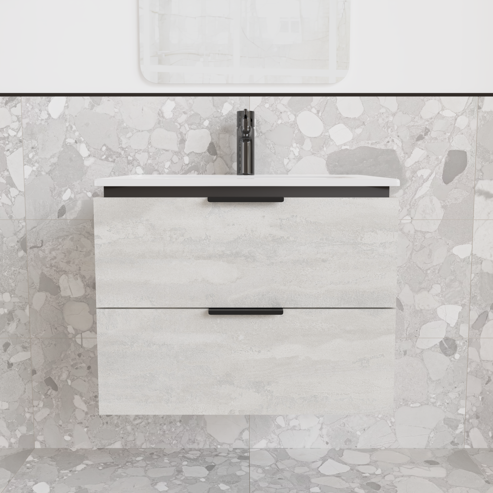 Тумба підвісна з раковиною MVK Vostok Icon 60 В2 600х450х530 мм Бетонний камінь (p260bt) - фото 1