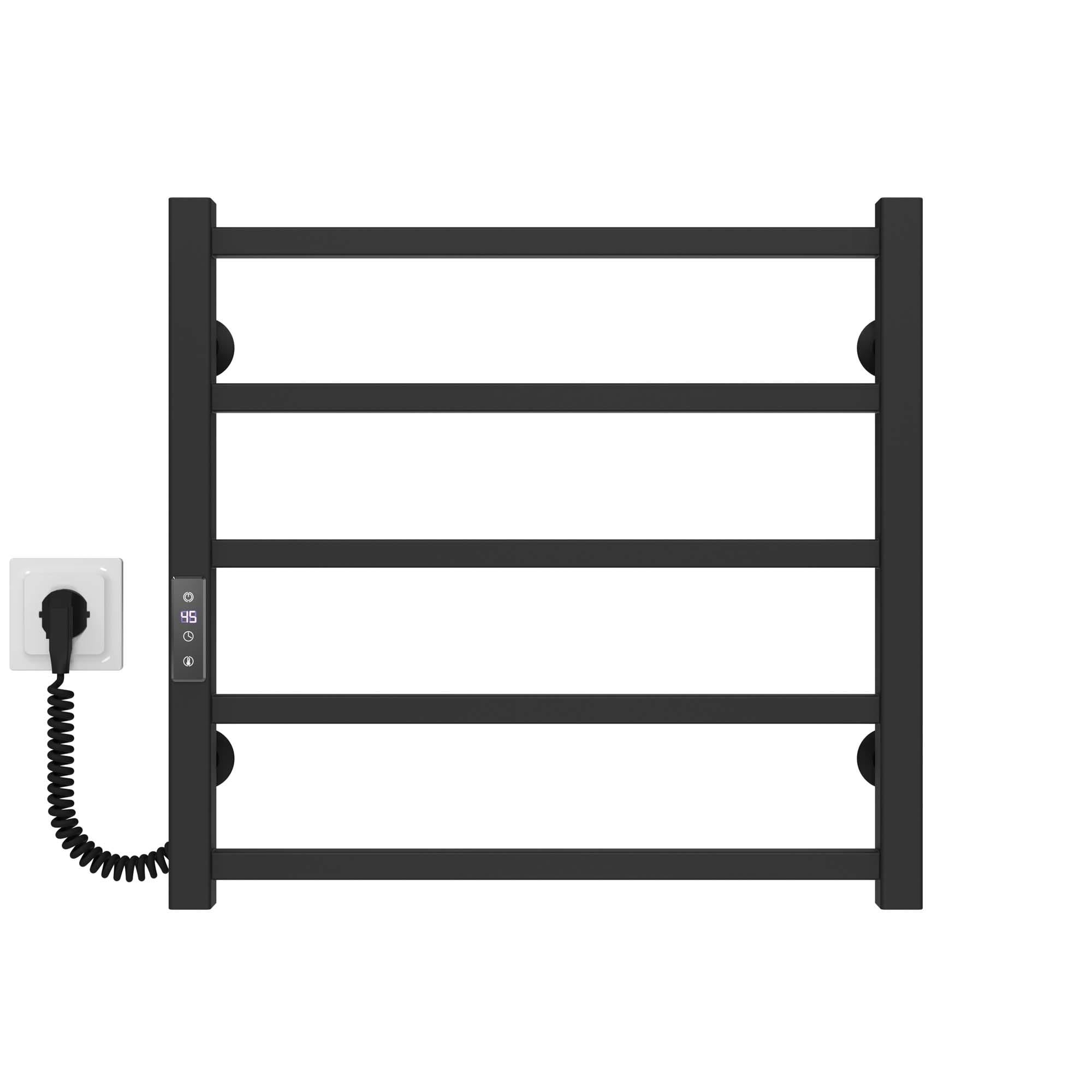 Полотенцесушитель электрический Deffi Forest П5 JD04 левое подключение нержавеющая сталь 500x500 мм Черный (A.FR.50.50.5.EBL2)