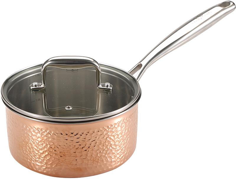 Ковш Infinity Chefs De Lux со стеклянной крышкой 2 л 18 см Медный