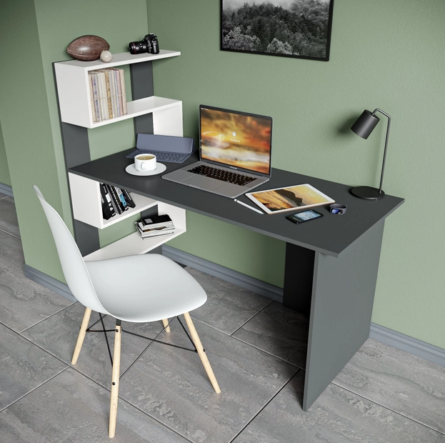 Письменный стол компьютерный для школьника 1416х1226х600 мм Антрацит/Белый (553553) Письменный стол компьютерный для школьника 1416х1226х600 мм Антрацит/Белый (553553)