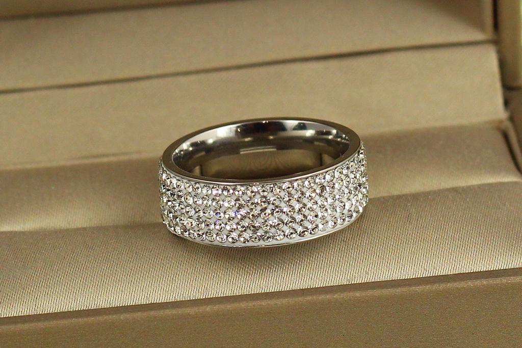Кольцо Xuping Jewelry Четыре дорожки камни по кругу р. 16 Серебристый (35745021)